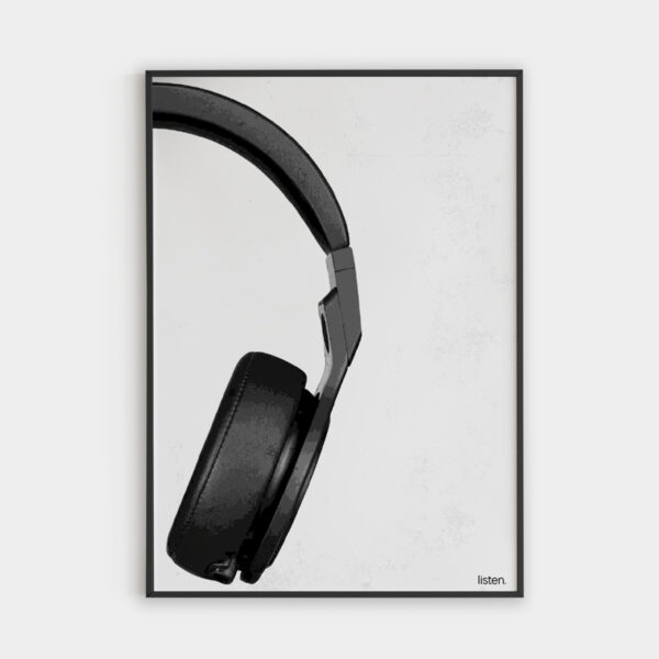 posterando-poster-black-and-white-ascolta-cuffie-listen-headphones